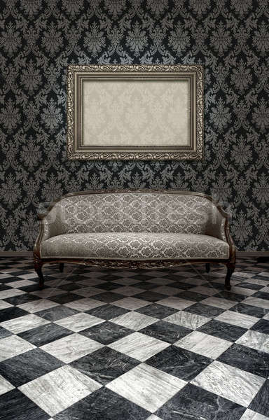 Zdjęcia stock: Klasyczny · sofa · marmuru · piętrze · antyczne · srebrny