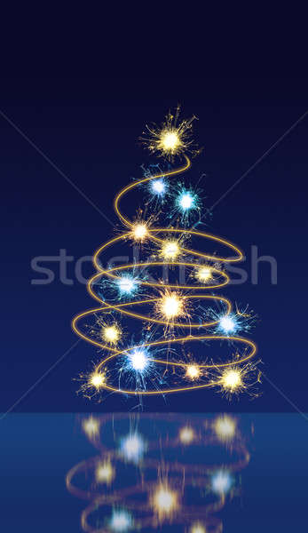 Weihnachtsbaum bewegen Lichter Form dunkel Stock foto © Anterovium