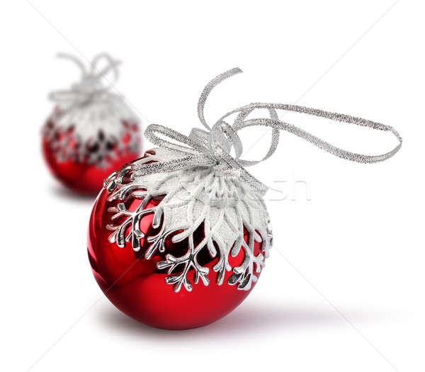Two red Christmas balls isolated Stock photo © Anterovium