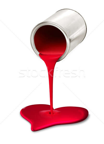 Paint can pouring red heart symbol Stock photo © Anterovium