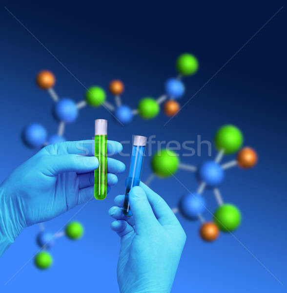 Test molekularny model chemik ręce Zdjęcia stock © Anterovium