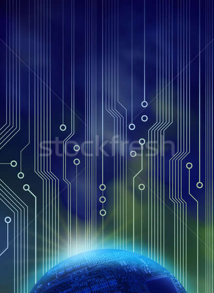 新 高科技 黎明 技術 極光 藍色 商業照片 © Anterovium