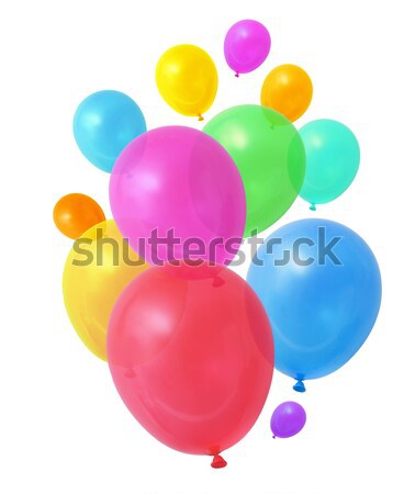 Colorat baloane alb zi de naştere fundal Imagine de stoc © Anterovium