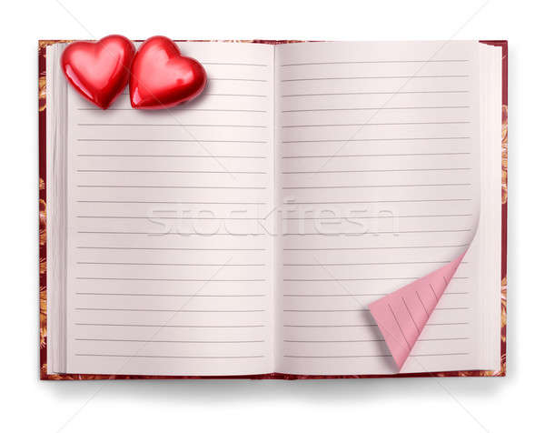 Otwarte walentynki dziennik notebooka różowy odizolowany Zdjęcia stock © Anterovium