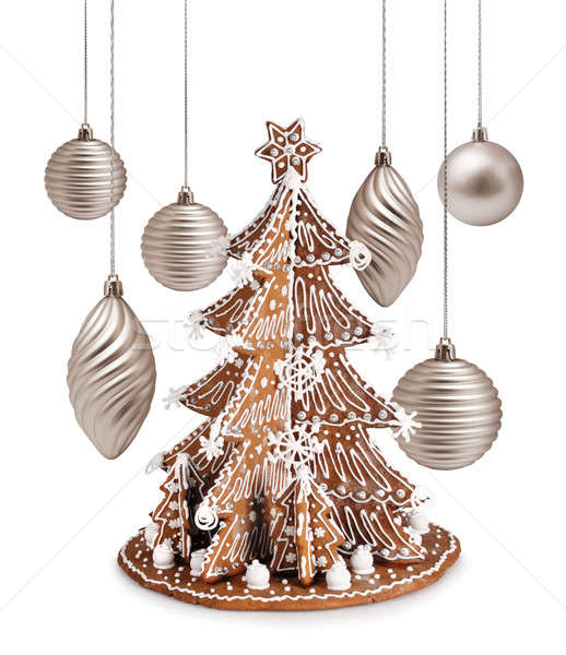 Turta dulce copac craciun argint decorare decorativ Imagine de stoc © Anterovium