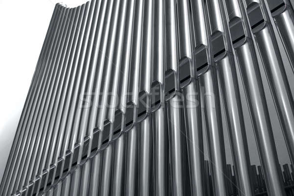 Organ conducte perspectivă modern oţel Imagine de stoc © Anterovium