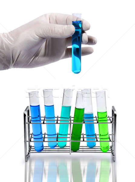 Hand laboratorium test uitrusting glas buis Stockfoto © Anterovium