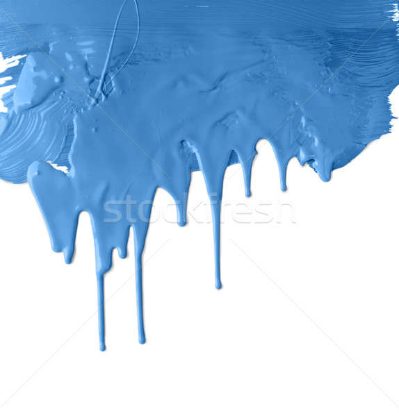 Albastru vopsea stropire izolat alb fundal Imagine de stoc © Anterovium