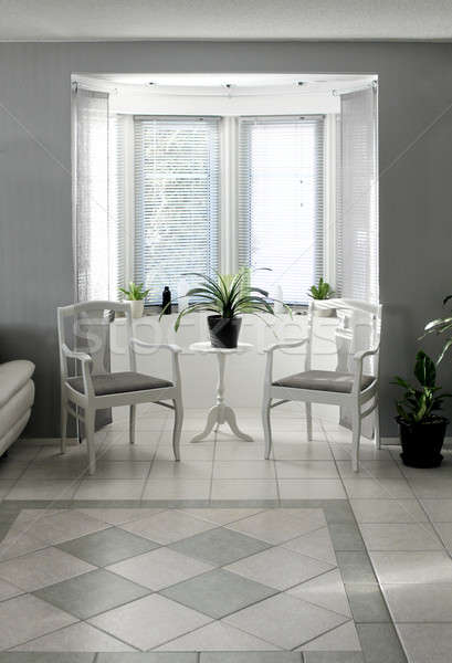 Stock fotó: Fényes · ablak · belső · klasszikus · székek · asztal