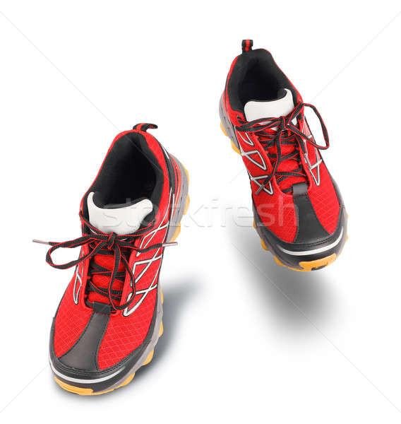 Rot läuft Sport Schuhe isoliert weiß Stock foto © Anterovium