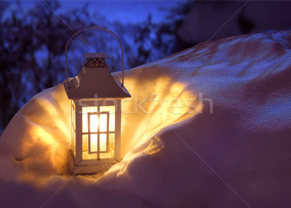 Lantern in snow Stock photo © Anterovium