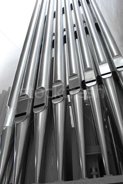 Moderne orgel pijpen sluiten staal rij Stockfoto © Anterovium