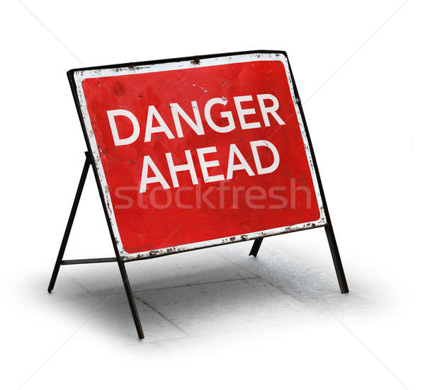 Grungy road sign danger ahead Stock photo © Anterovium