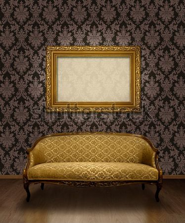 Nyitás stílus bemutatóterem arany damaszt minta Stock fotó © Anterovium