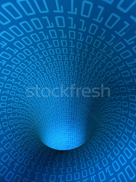 Hol binair tunnel Blauw binaire code stream Stockfoto © Anterovium