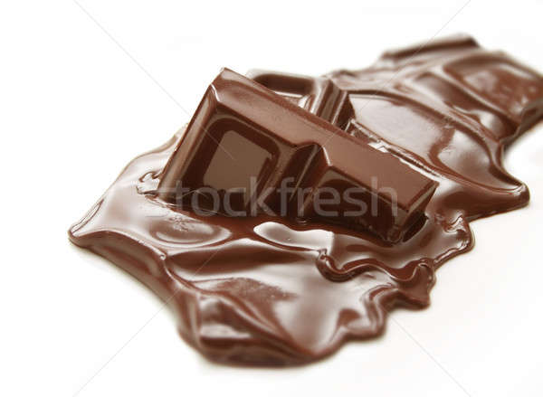 Olvad csokoládé szelet darab étcsokoládé bár fehér Stock fotó © Anterovium