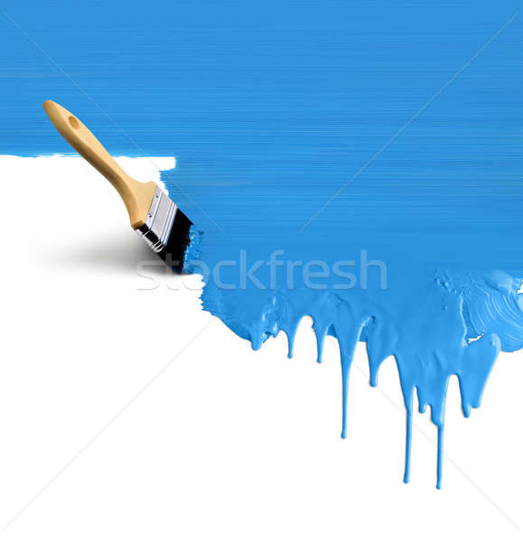 кисти Живопись синий щетка вертикальный краской Сток-фото © Anterovium