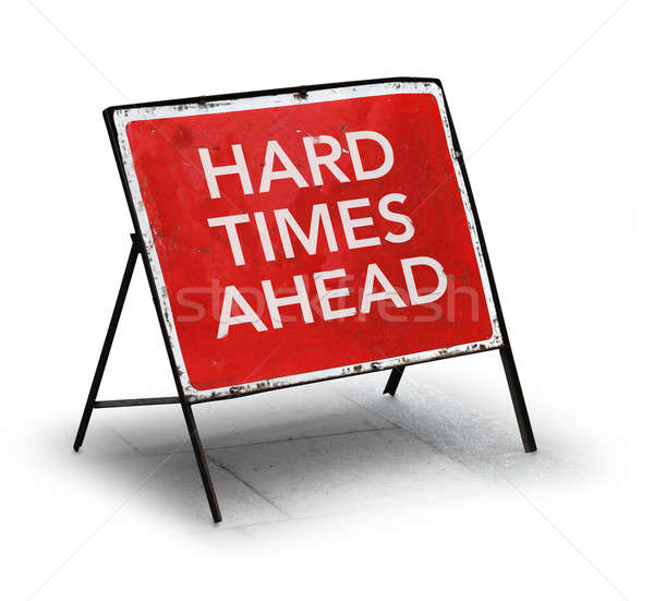 Grungy road sign hard times ahead Stock photo © Anterovium