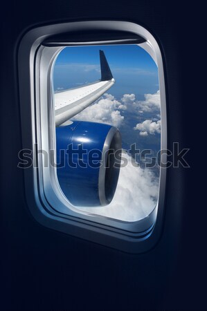 Noapte zbor călători vedere jet plan Imagine de stoc © Anterovium