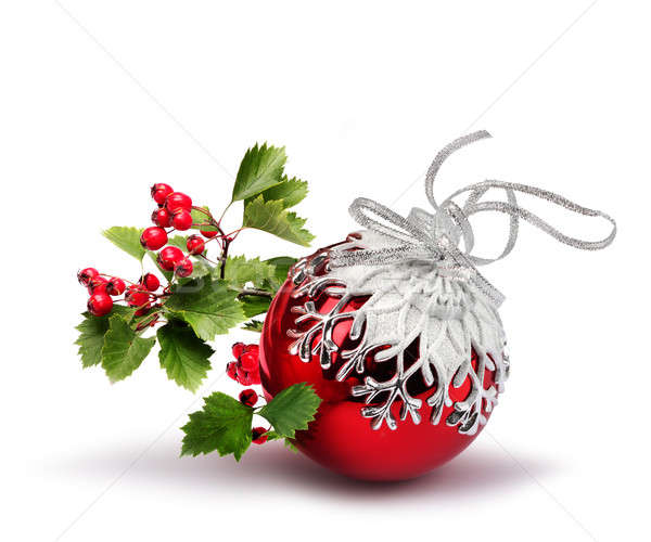 Red Christmas ball hawthorn Stock photo © Anterovium