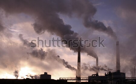 Fábrica tuberías humo planta silueta fumar Foto stock © Anterovium