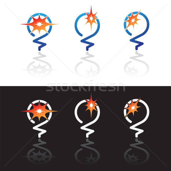 Izzó villanykörték absztrakt szimbólumok izolált fehér Stock fotó © antkevyv