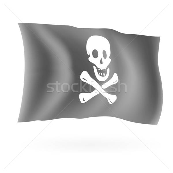 Vidám kalóz zászló izolált fehér felirat Stock fotó © antkevyv