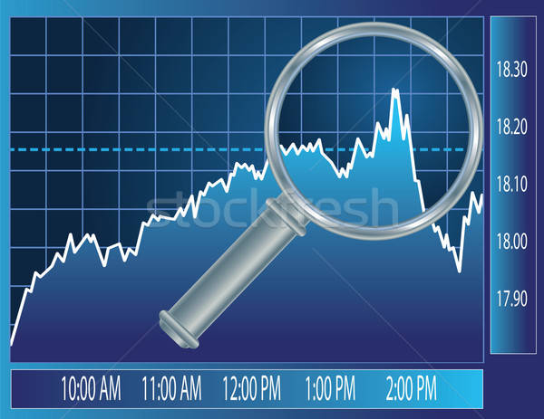 Tőzsde trend nagyító üveg pénzügy illusztráció Stock fotó © antkevyv