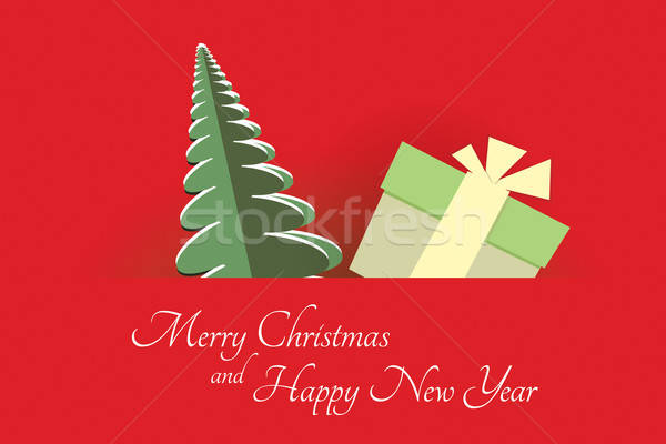 Stockfoto: Christmas · feestelijk · gift · card · boom · vak