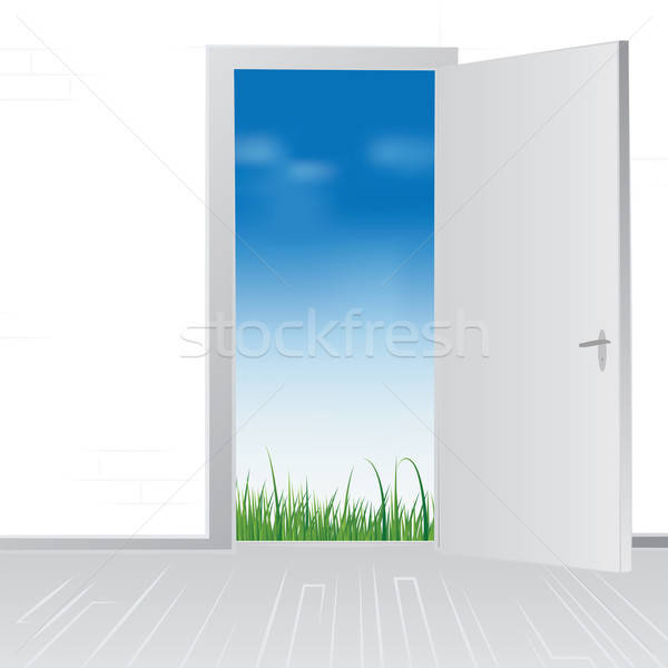 Kapıyı açmak doğa açmak ev kapı yeşil ot Stok fotoğraf © antkevyv