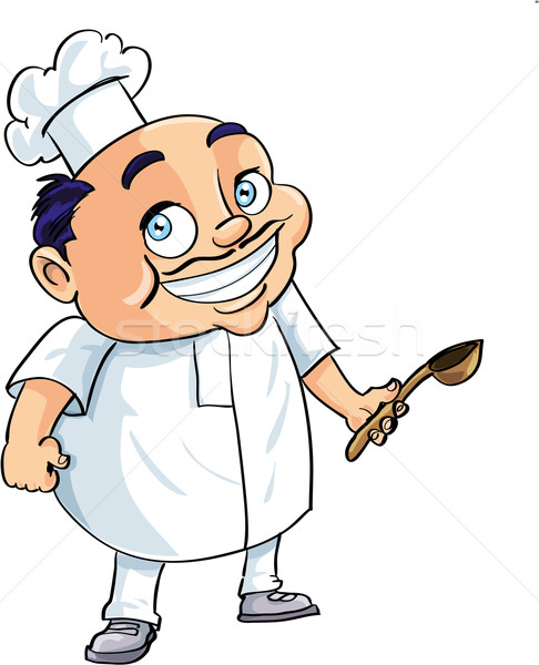 Cute cartoon chef holding a ladle Stock photo © antonbrand