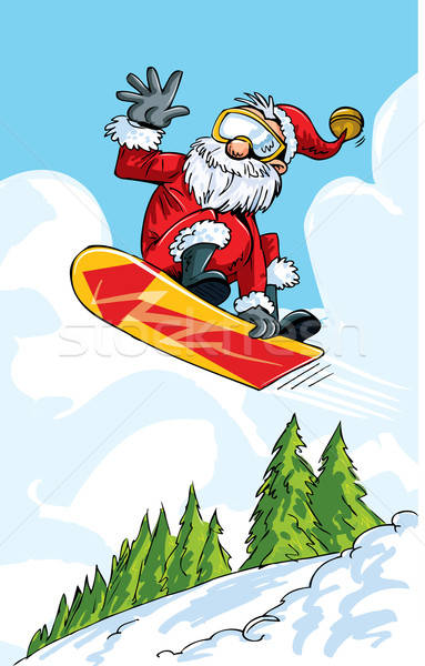 Cartoon Santa Doing A Jump On A Snowboard Vector Illustration C Anton Brand Antonbrand 1636339 Stockfresh