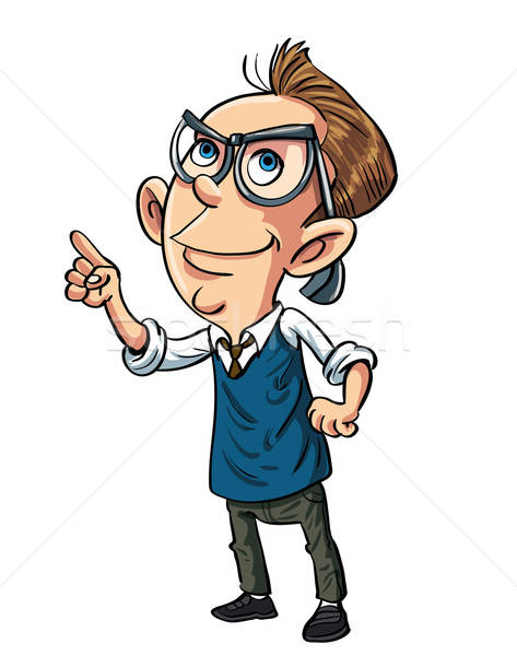 Cartoon nerd patrząc inteligentny odizolowany biały Zdjęcia stock © antonbrand