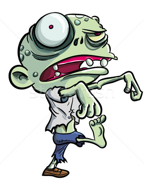 Cartoon illustration of cute green zombie Stock photo © antonbrand