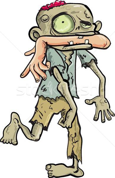 Cartoon zombie carrying a human arm in his mouth Stock photo © antonbrand