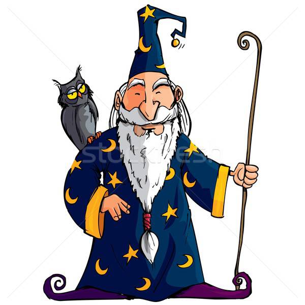 Cartoon Wizard witha staff Stock photo © antonbrand