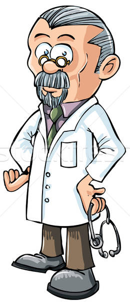Cartoon lekarza biały płaszcz odizolowany uśmiech Zdjęcia stock © antonbrand
