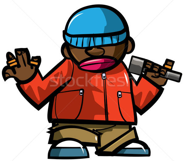Cartoon hip hop man with microphone. Stock photo © antonbrand