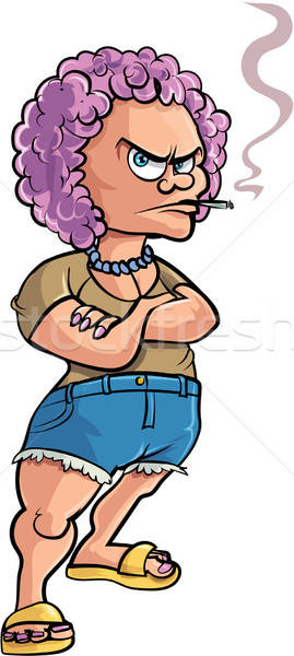 Cartoon rosa fumar mujer aislado humo Foto stock © antonbrand