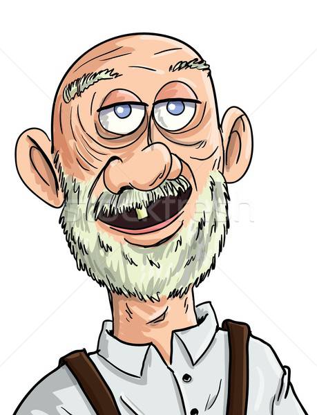 Cartoon old man with one tooth vector illustration © Anton Brand