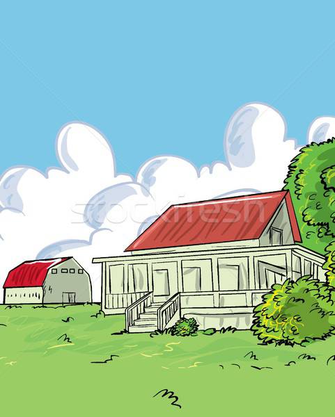Illustration of farmhouse in a green Stock photo © antonbrand