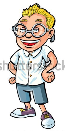 Cartoon nerd with glasses Stock photo © antonbrand