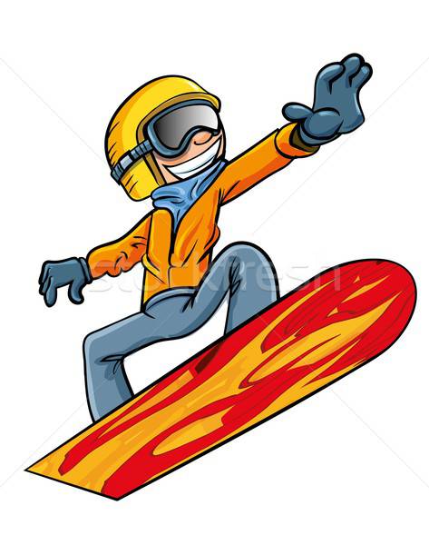 Karikatur Snowboarder unter Luft isoliert weiß Stock foto © antonbrand