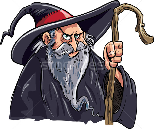 Cartoon wizard with a staff Stock photo © antonbrand