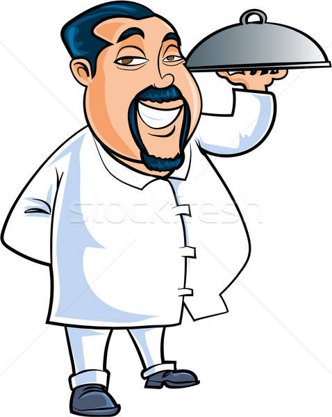 Cartoon chinese waiter serving food Stock photo © antonbrand