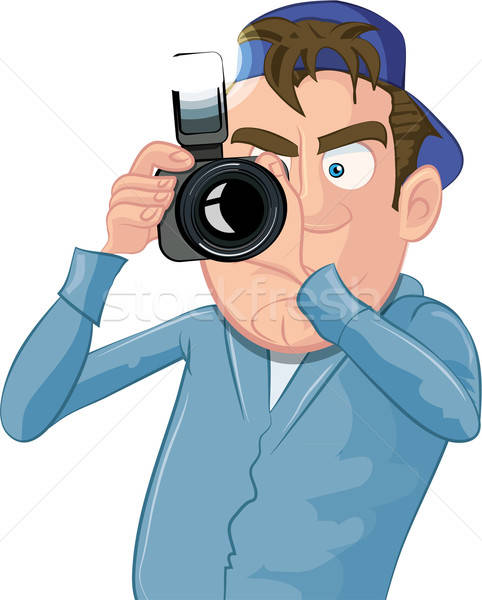 Desenho animado paparazzi câmera isolado branco digital Foto stock © antonbrand