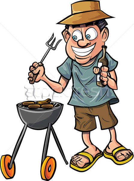 Cartoon uomo barbecue bere isolato bianco Foto d'archivio © antonbrand