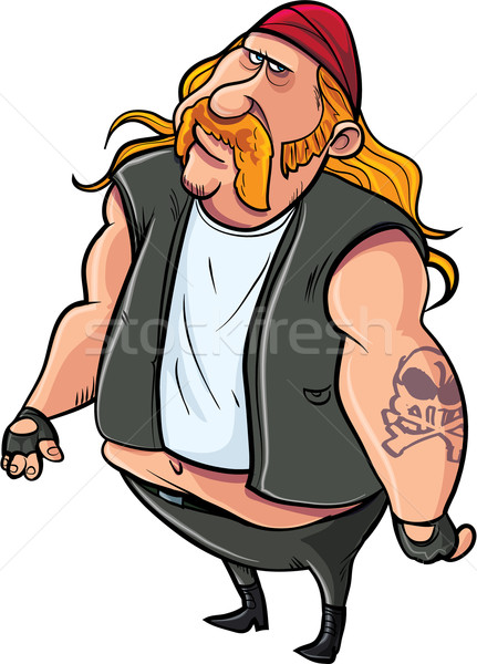 Cartoon fat biker with tatoo Stock photo © antonbrand