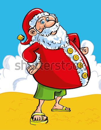 Cheerful Santa at the seaside Stock photo © antonbrand