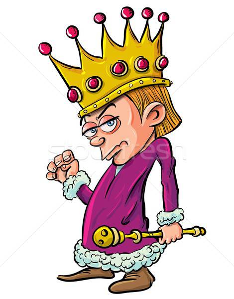 Cartoon evil looking child king holding a scepter Stock photo © antonbrand